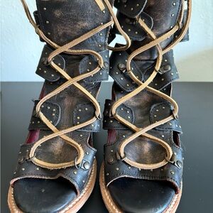 Freebird Black and Brown Ankle Boots with Lace-Up Design